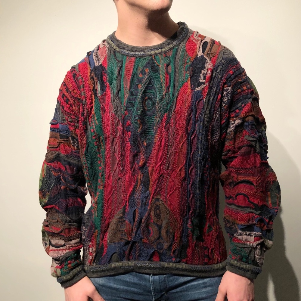 COOGI Rare 90’s Tetured Patchwork Sweater